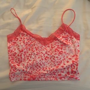 pink cheetah lace tank